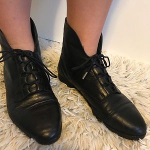Black leather ankle boots